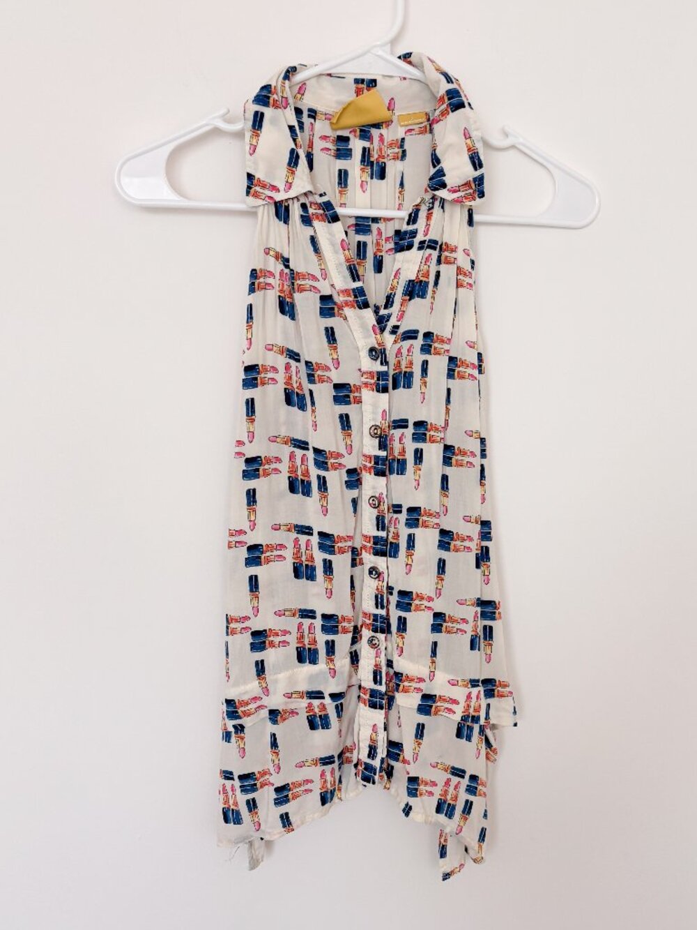 Maeve Anthropologie Lipstick Print Sleeveless Button Down Blouse Size 0